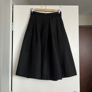 Black Satin Pleated Skirt